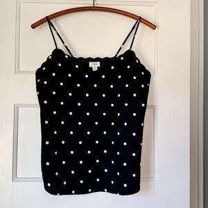 J Crew Black Camisole with White Dots Size 2
